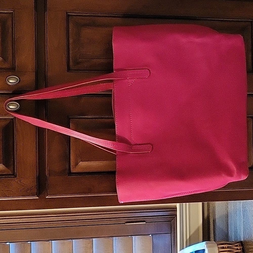 Mark and Graham bright pink leather tote